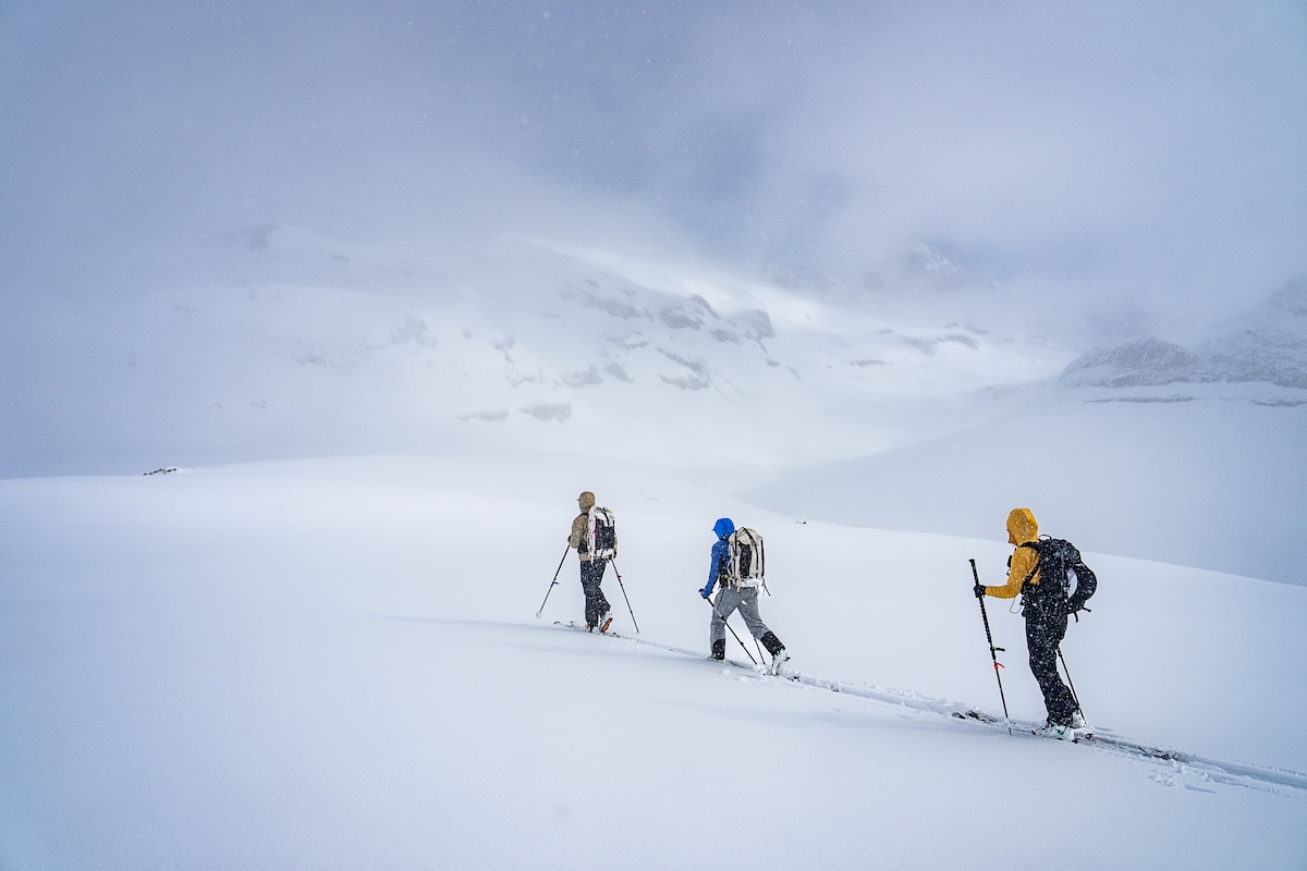 The Switchback team skins up in the snow on Mt. Rainier